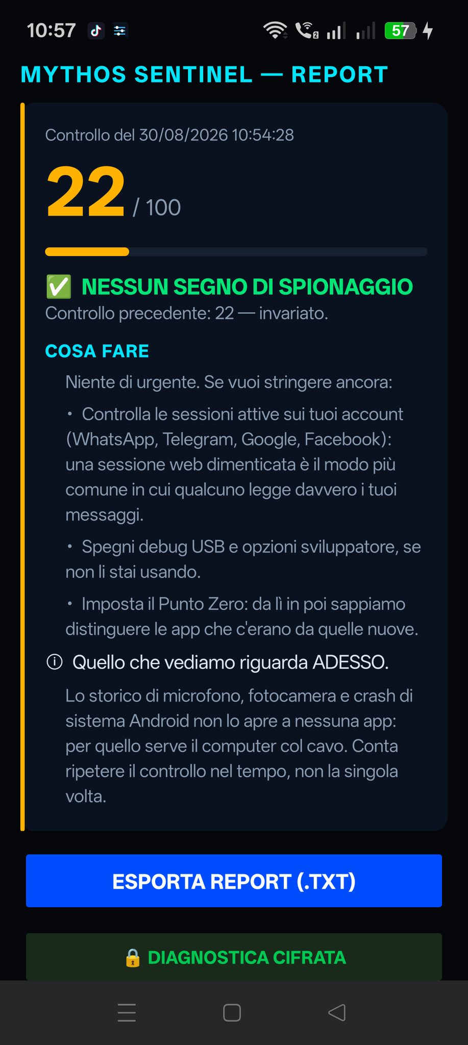Referto: nessun segno di spionaggio, con cosa fare